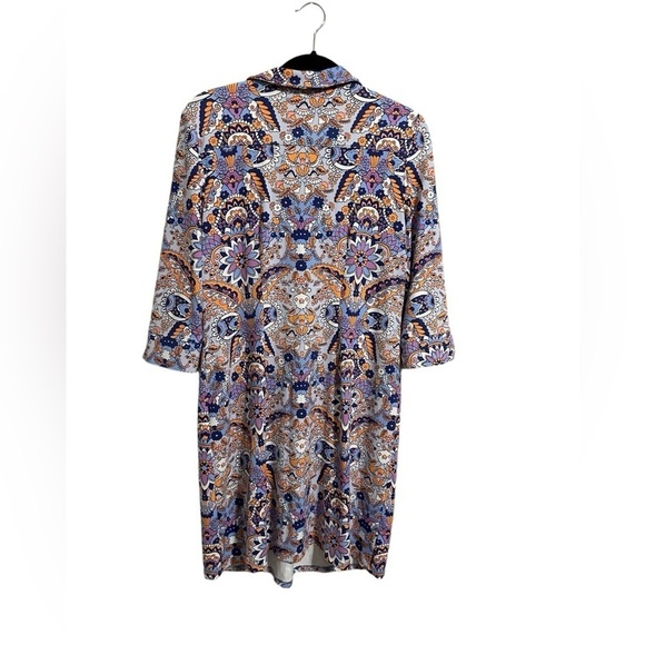 Talbots Catalina Cloth Floral Paisley Print Dress Size Medium Blue Orange Preppy - Picture 5 of 10